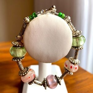 3/$15 sale!  Pink and green murano glass bracelet